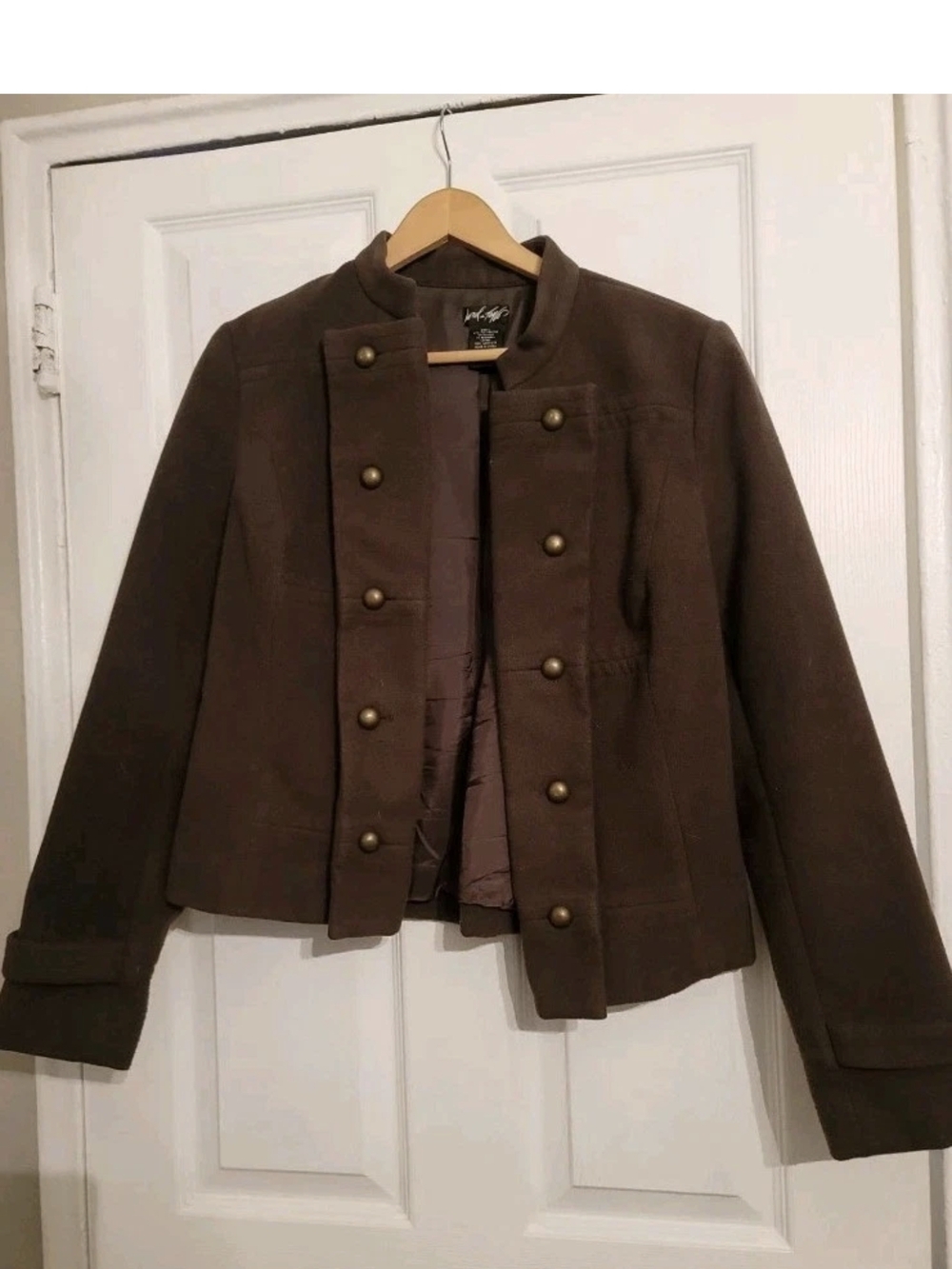 Lord & Taylor Brown Military-Style Double-Breasted Blazer Size 10
